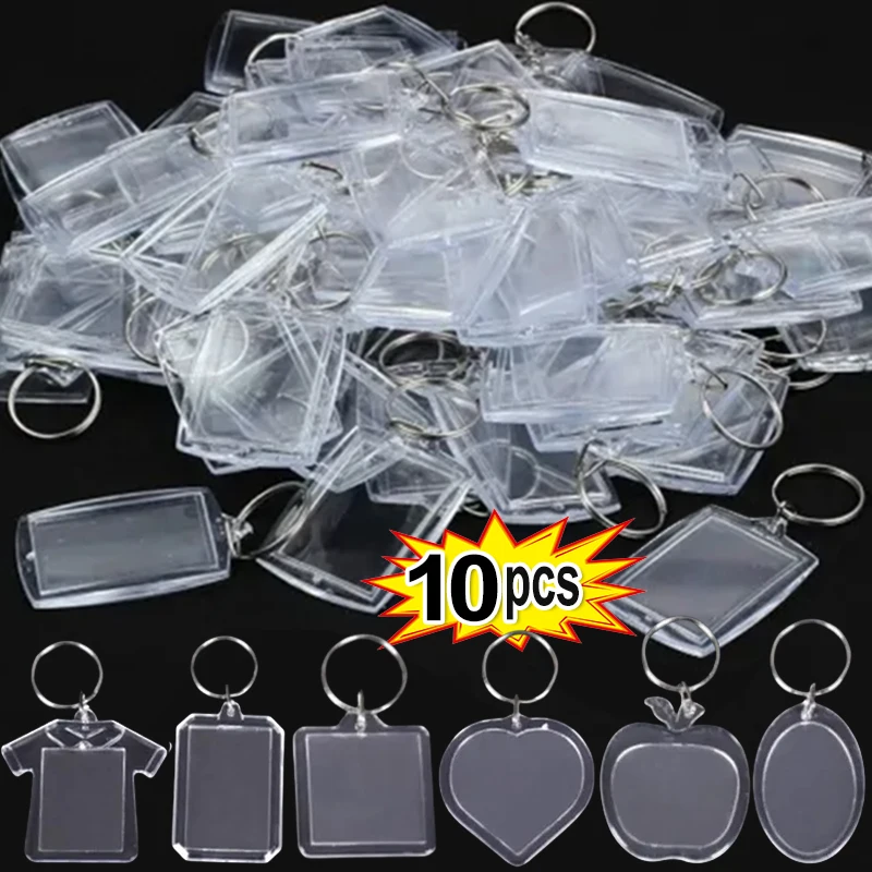 1/10pcs Transparent Photo Frame Keychain Tassels Snap-In Custom Insert Photo Acrylic Blank Keyring Clear Blank Picture Pendant