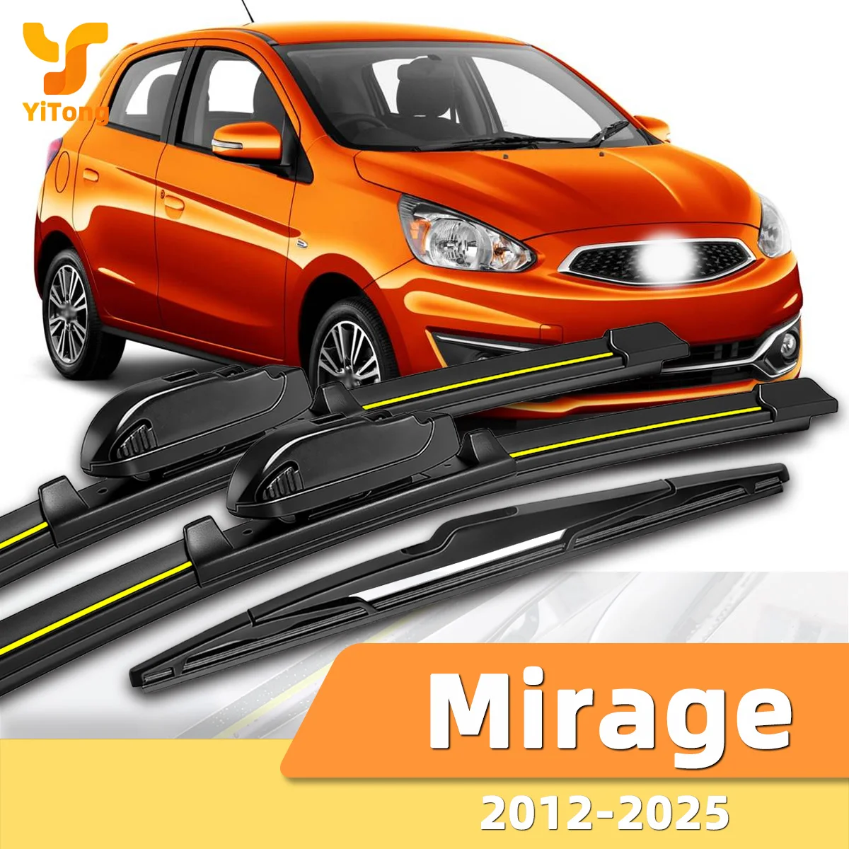Geeignet für Mitsubishi Mirage 2012-2025 Front- und Heckscheibenwischer, langlebiges Zubehör für Autoscheiben 2013 2016 2020.