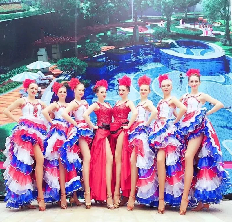 Il francese può ballare il Costume può-può abiti copricapo Cancan Stage Performance apertura abiti da ballo abiti