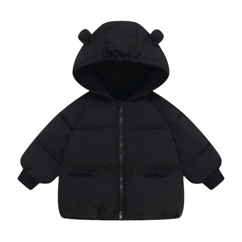 Winter Autumn New Baby Jacket Thick Keep Warm Cotton Down Hooded Coats Girls Boys Cute Solid Outerwear 2-6 Years