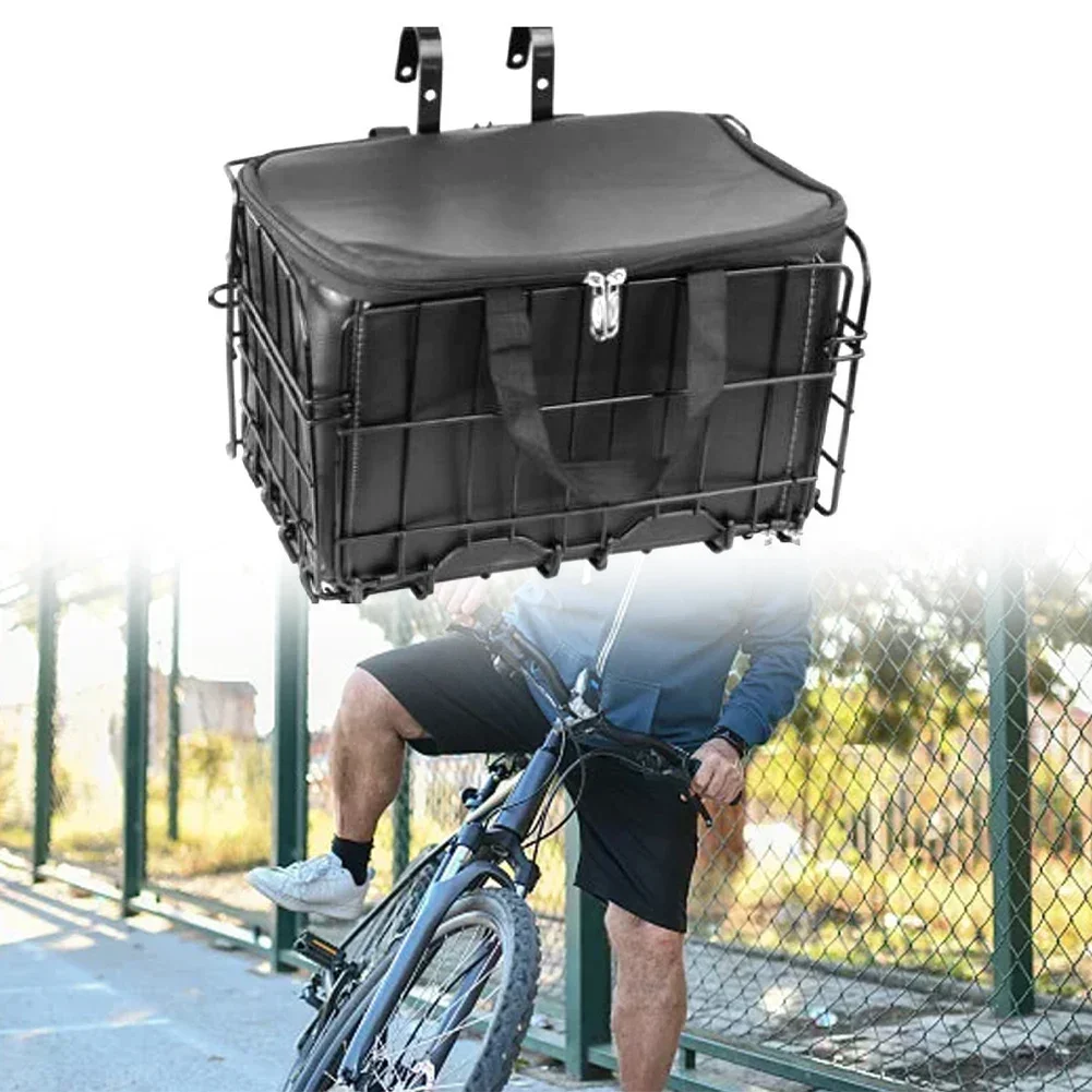 Mountain Bike Folding Hanging Basket Bicycle Basket Basket Front And Rear Trailer Basket With Removable Liner Bag Cycling Parts