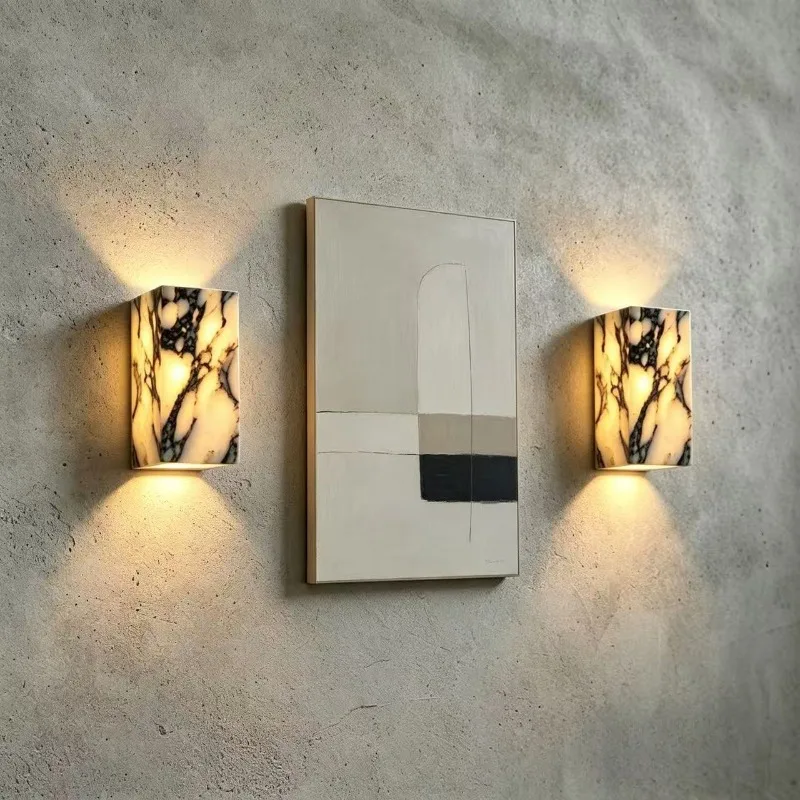 Marble Decor Wall Lamp Suitable for Indoor and Outdoor Hallway Balcony Villa Garden Courtyard Background Wall Lamp Bedside Lamp