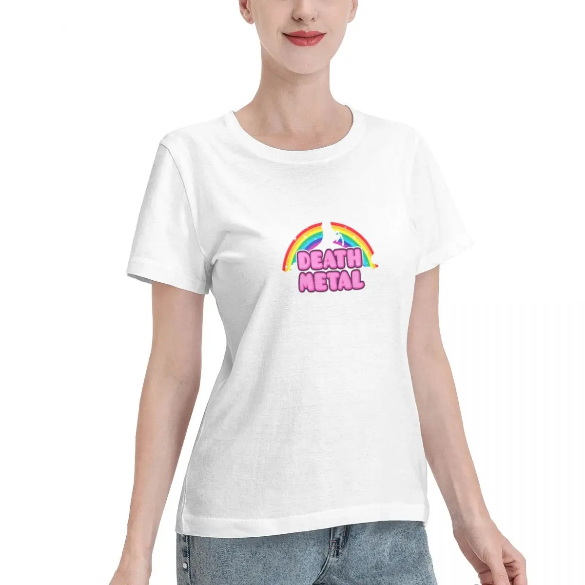 All Season Wear DEATH METAL! (Funny Unicorn Rainbow Mosh Parody Design) Women's T-shirt Soft Casual Sport Casual Top