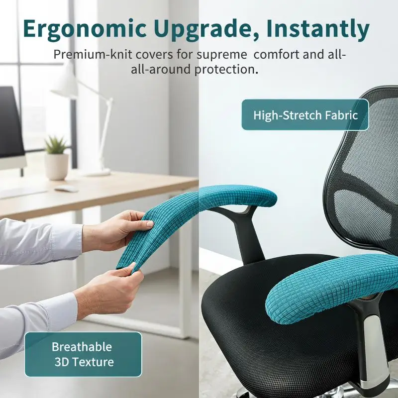 1 Pair Breathable Chair Armrest Covers Stretchy Elbow Protector for Home Office Desk Executive Chair