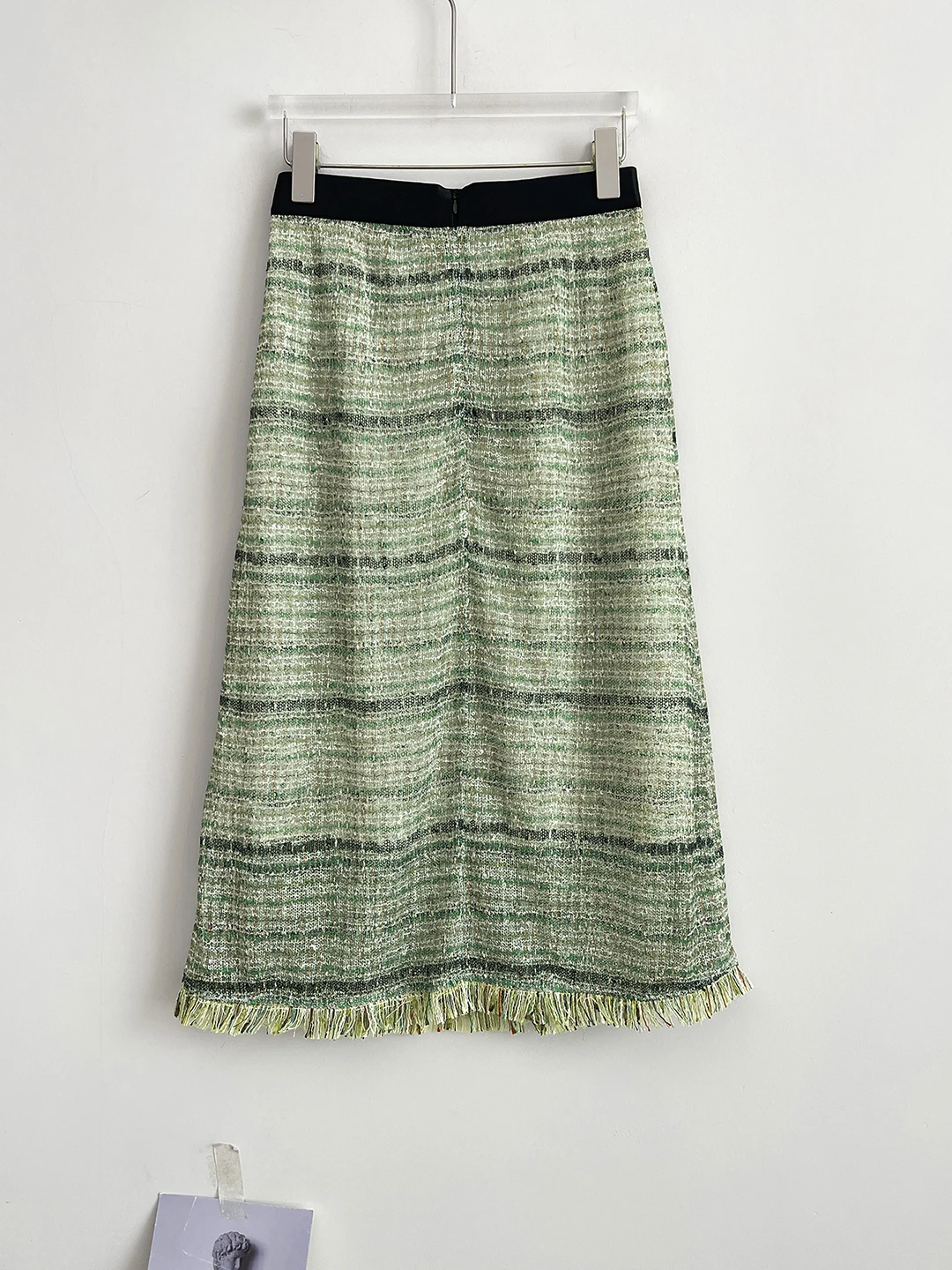 2026 Spring Summer New Style Women's High Waist Straight Cut Thickened Tweed Fringed Half Skirt Fashionable Slimming A-Line S...