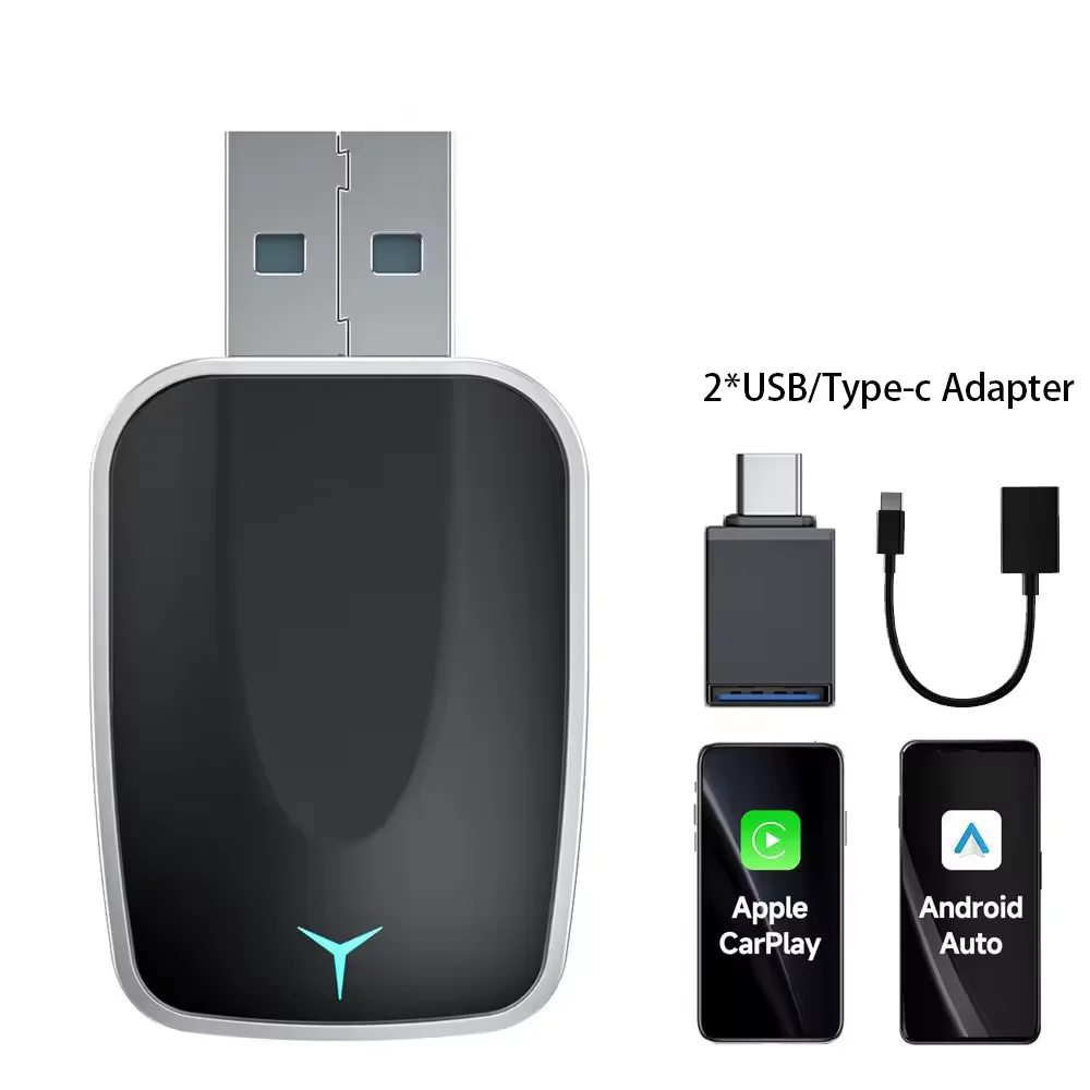 

2025 НОВЫЙ 2 в 1 беспроводной Carplay AI Box Android Auto Plug and Play Подходит для преобразования оригинального автомобильного проводного Carplay к беспроводному устройству