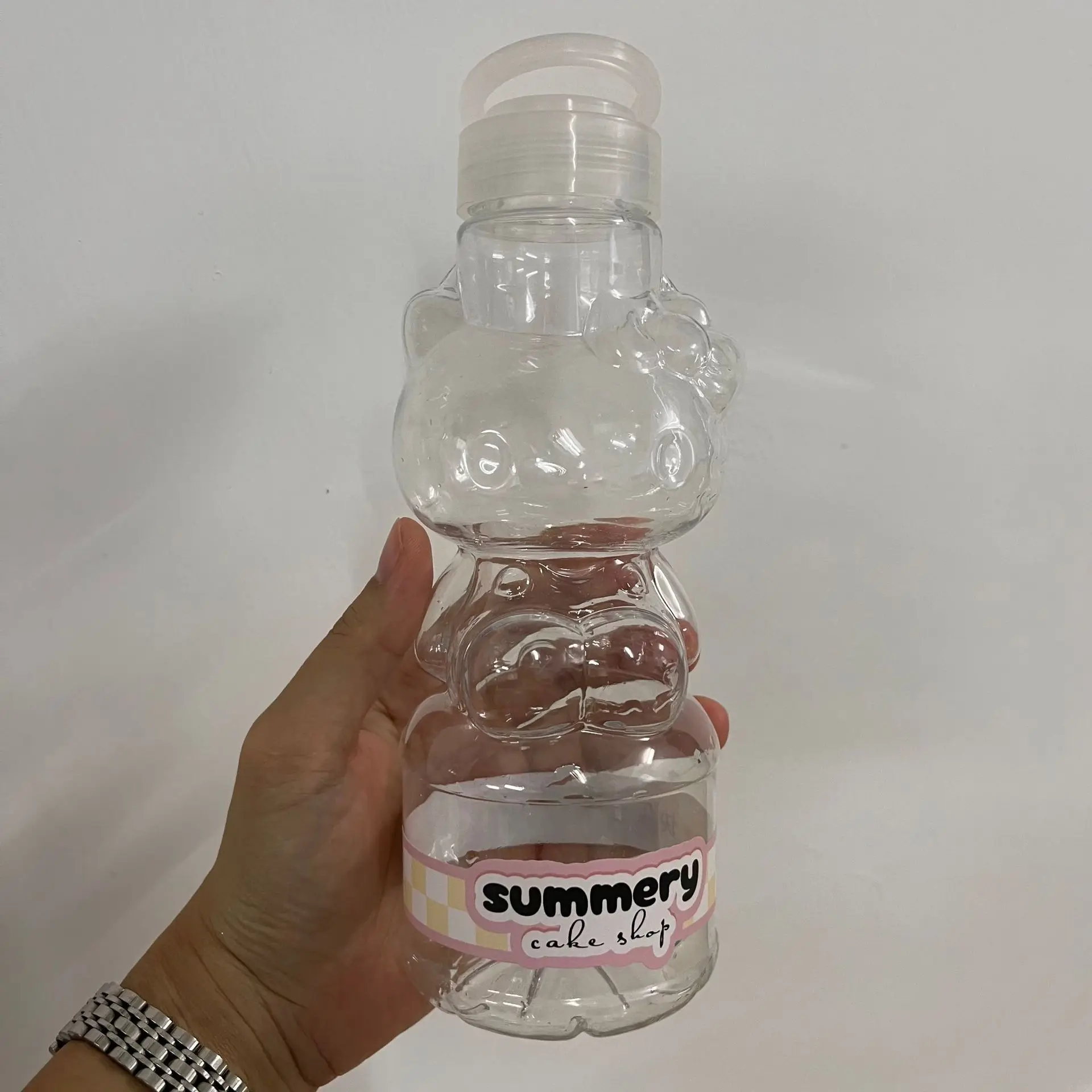 5 قطعة Kawaii مرحبا كيتي زجاجة بلاستيكية كوب 500 مللي زجاجة الكرتون المتاح للسفر الباردة شرب عصير الفاكهة ديكور المطبخ #6