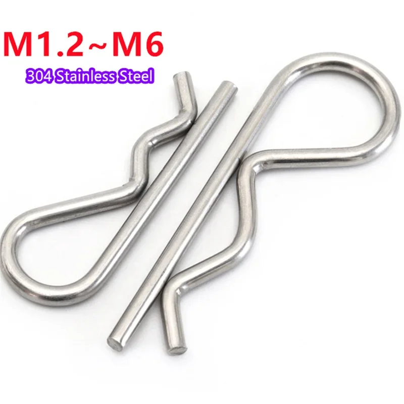 304 Stainless Steel R Type Spring Cotter Pin M1.2 M1.5 M1.8 M2 M2.5 M3 M3.5 M4 M5 M6 Wave Shape Split Clip Clamp Pin