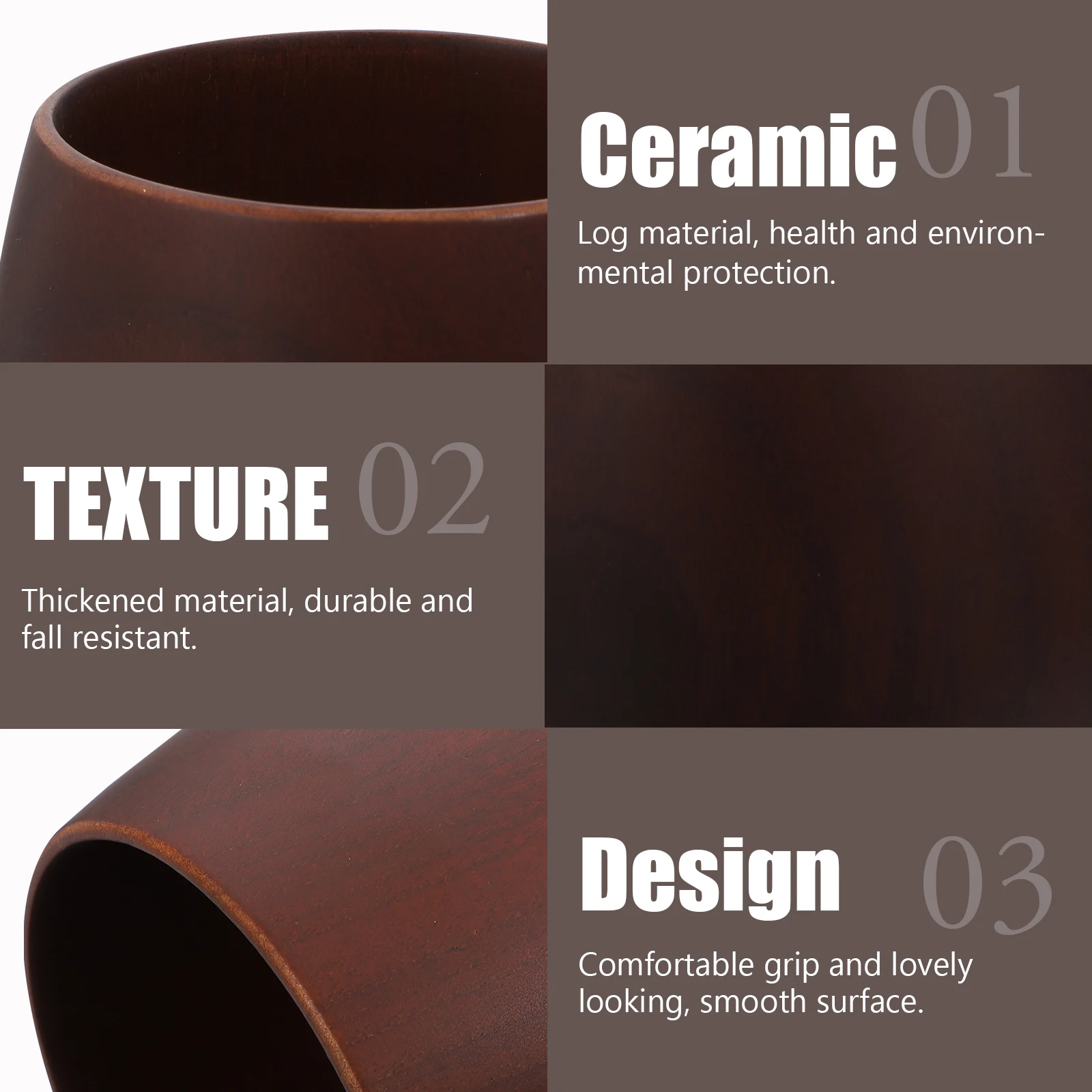 

1pc 250Ml Creative Tea Serving Household Beverage Cup For Coffee Latte Juice Wooden Teacup Sturdy Premium Material Home