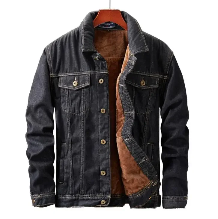 

2024 Winter Men Denim Jacket And Coat Warm Fleece Denim Jackets Fashion Mens Jean Jackets Outwear Male Cowboy