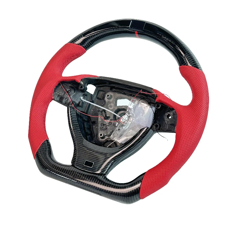 With Red Customizable Perforated Leather Carbon Fiber Sport Steering Wheel for BMW E92 E90 E91 E71 E46 E60 E81 E84 With LED