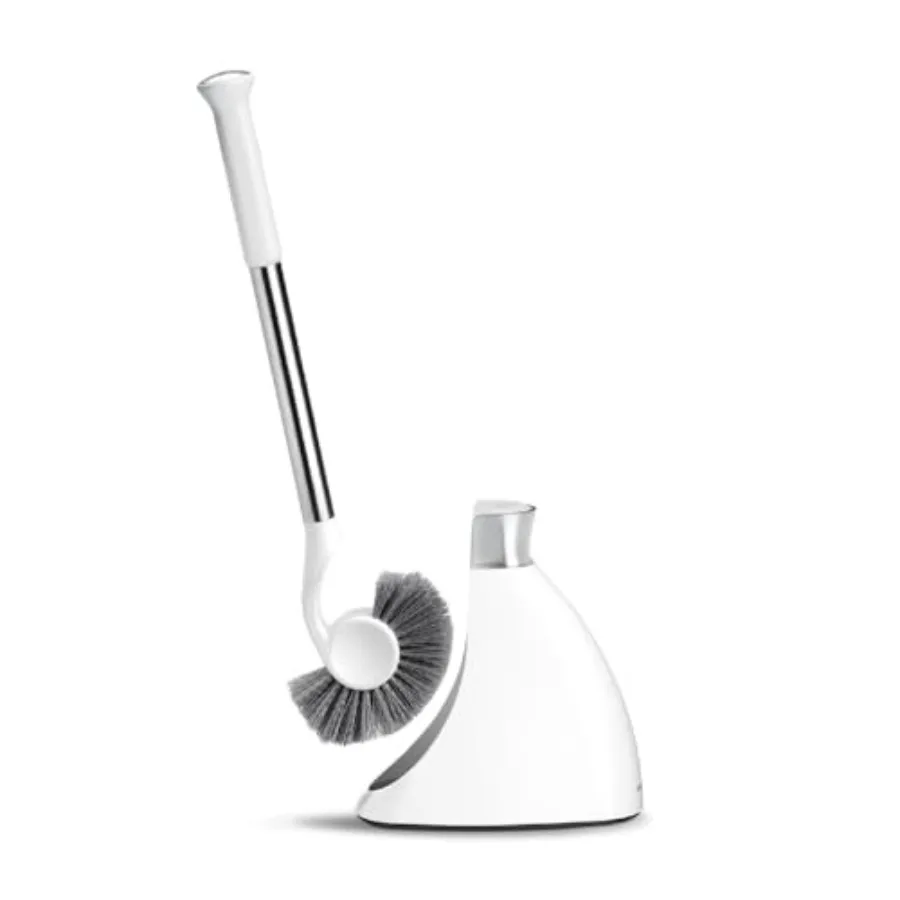 

Stainless Steel Toilet Brush with Caddy in White for Bathroom Cleaning Durable and Hygienic Design with Built-in Storage Caddy