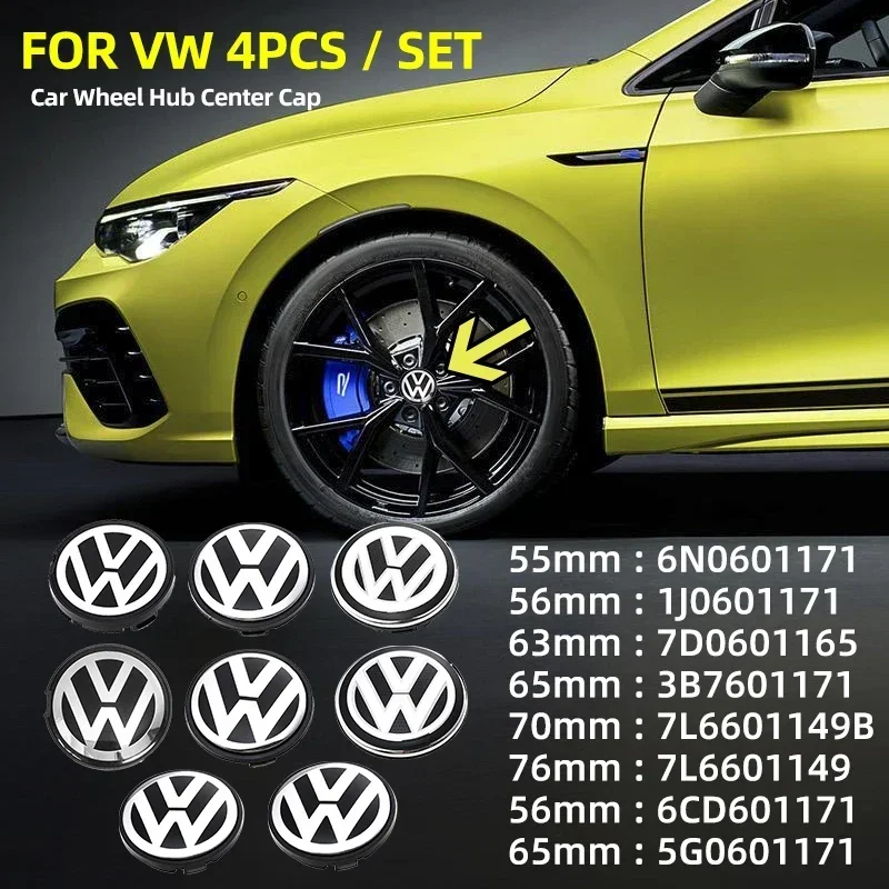 4pcs 56/60mm Wheel Center Cap Logo Hub Cover Badge Emblem car Accessories For Volkswagen Tiguan VW GTI TOURAN PASSAT GOLF POLO