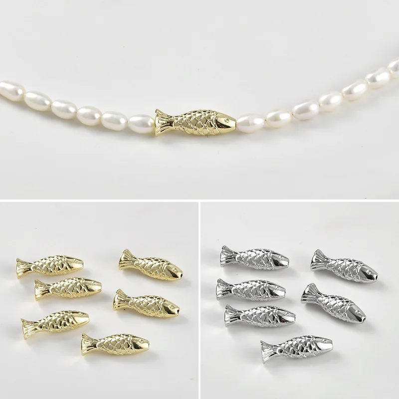 

Медные бусины с покрытием под 14-каратное золото, с прямым отверстием, в форме маленькой рыбки, для рукоделия, изготовления браслетов, ожерелий, ювелирных изделий, аксессуары, материалы