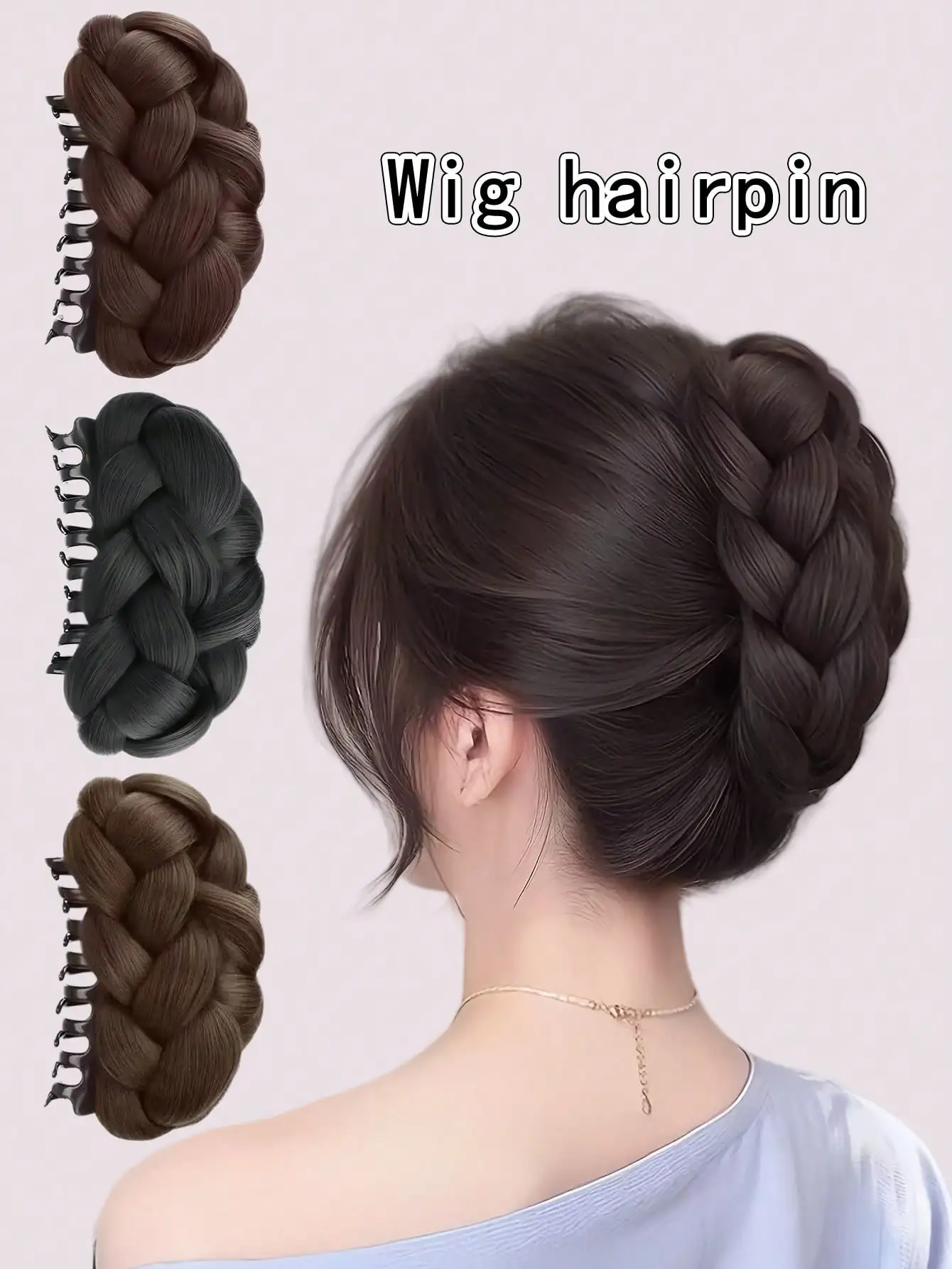 

Braided Bun Hair Clip with Claw Clasp, High-Temp Fiber, 3 Colors