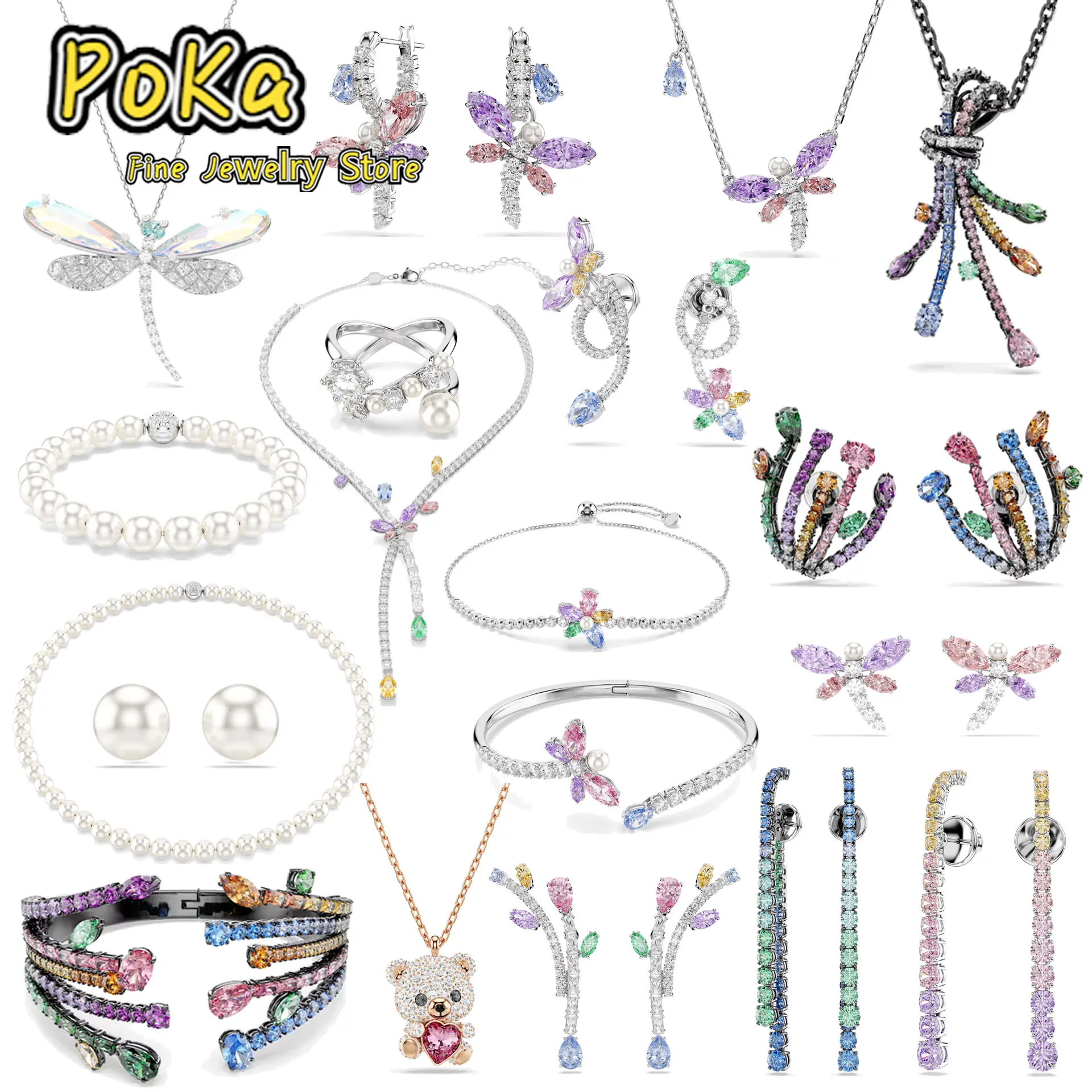 

Bowknot Original Fashion Austrian Crystal Luxury Necklace Earrings Bracelet Ring Romantic Jewelry Sets Women Wedding Accessories