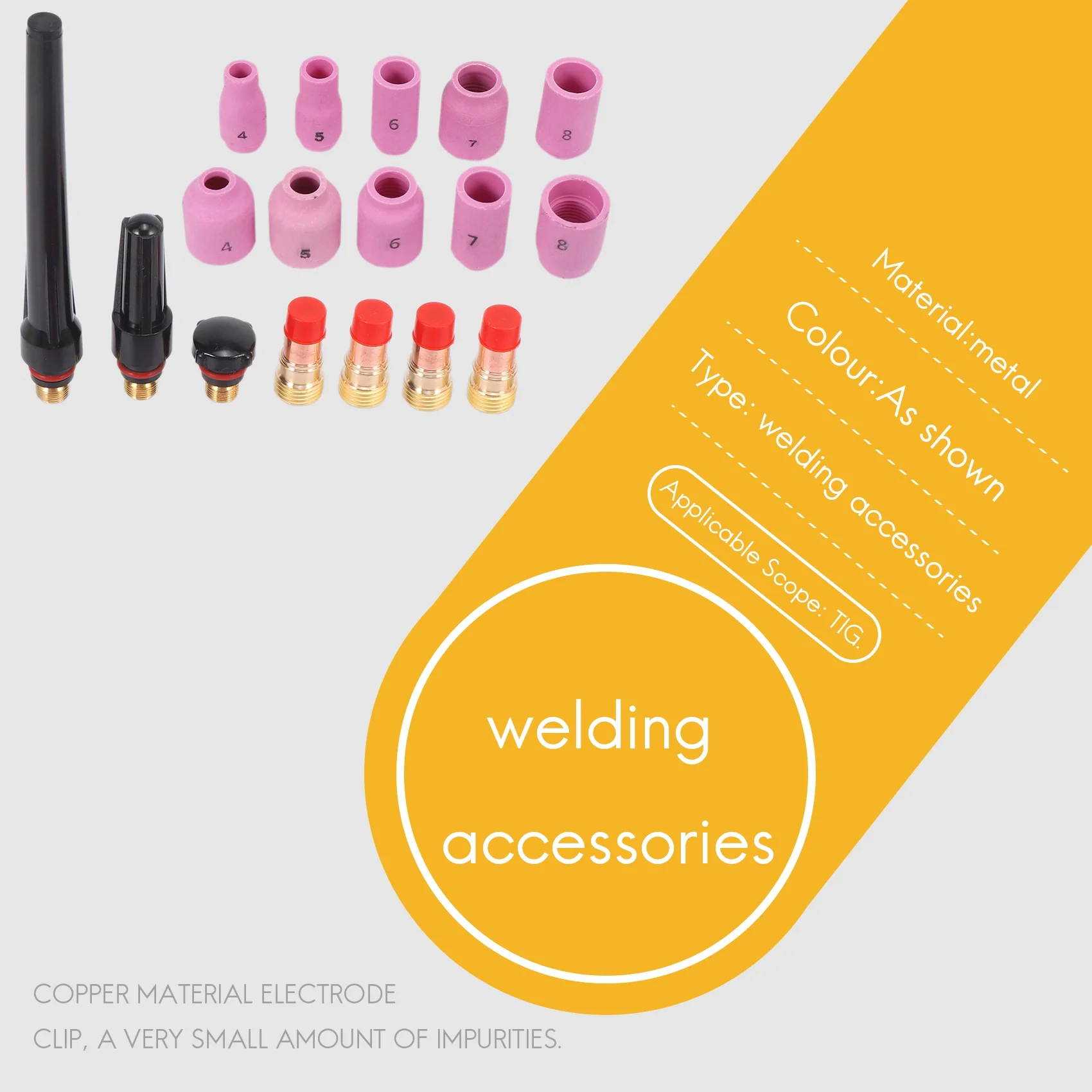 

A45M-55PCS TIG Welding Torch Accessories Kit Alumina Nozzle Stubby Gas Lens 10 Cup Kit For TIG WP-17/18/26