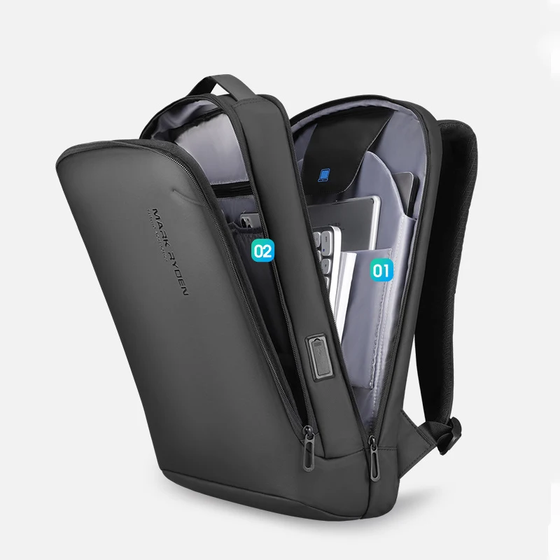 Mark ryden backpack 15.6 Inch Men Leisure Large Capacity Business USB Charging Port Backpack Waterproof Computer Bag