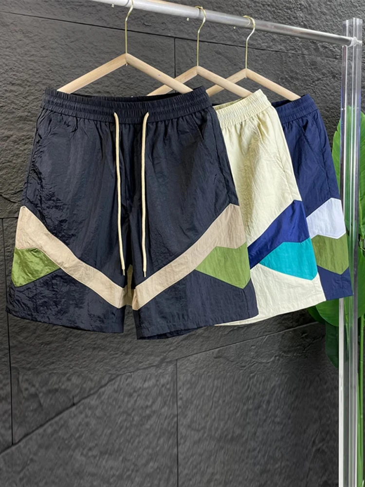 

Trendy Patchwork Casual orts Men's Summer Thin Qui Dry Sports Five-Point Faionable Breathable New Beach Pants