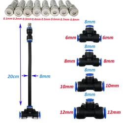 Misting Nozzle for Garden Greenhouse Irrigation System, Free Bending Spray, 0,1 a 0,8mm, 6 8 10 12mm Tees, Quick Connect, 5 pcs