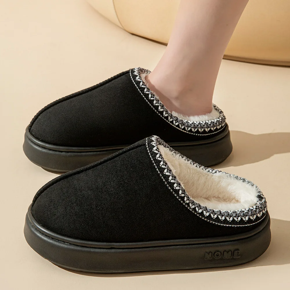 Winter Men's Slippers Indoor Bedroom Breathable Warm Snow Boots Women Outdoor Soft Sole Anti-slip Home Cotton Shoes Couple