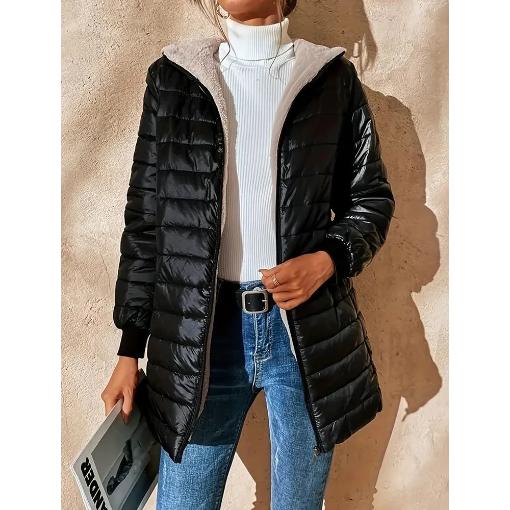 Mia Muse Cappotto imbottito da donna Autunno Inverno Comodo casual Cerniera Manica lunga Colletto alla coreana Abbigliamento invernale quotidiano per le donne