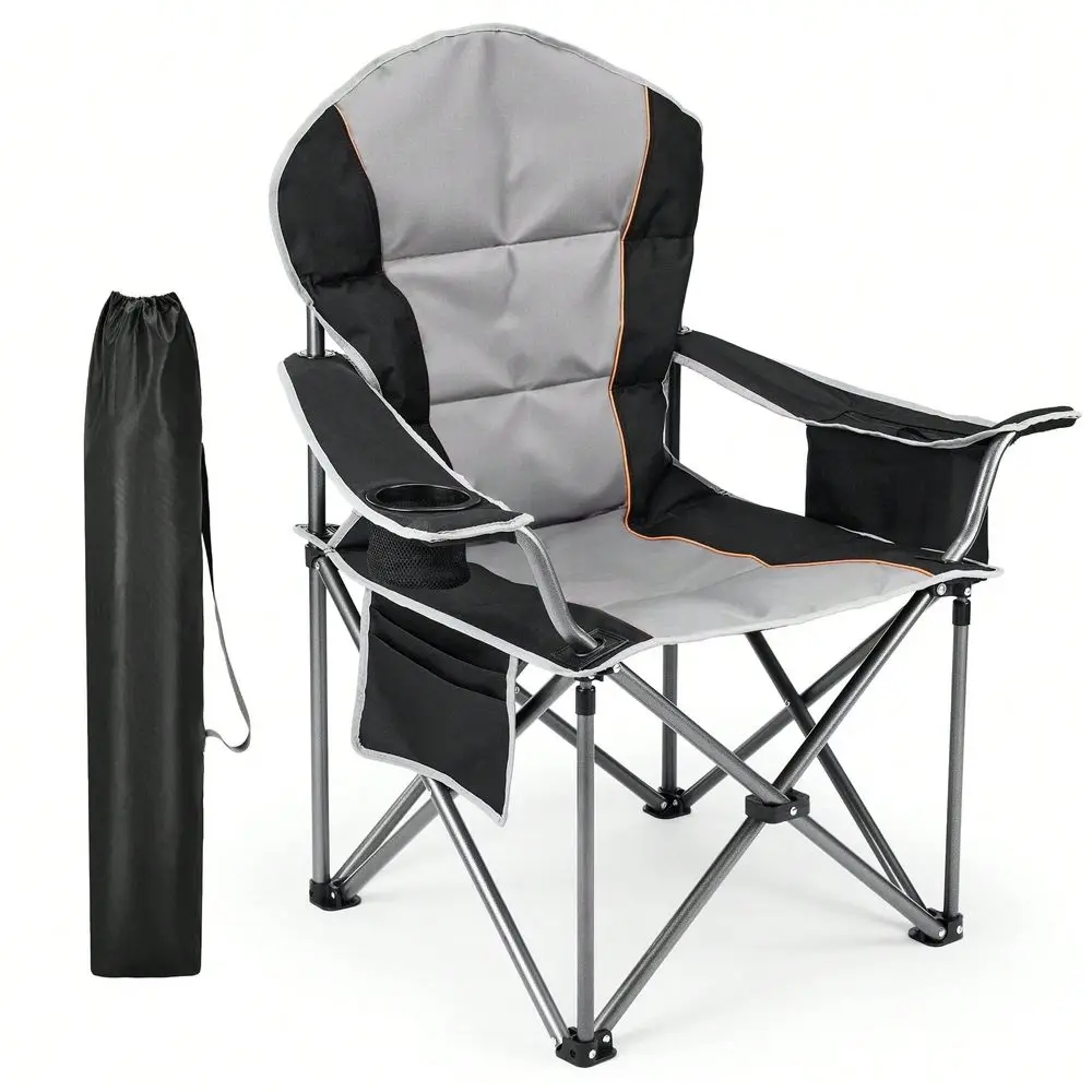 

Folding Camping Chairs, Outdoor Collapsible Padded Chairs With Cup Holder Cooler Bag, Heavy Duty Portable Camping Chair For Gar