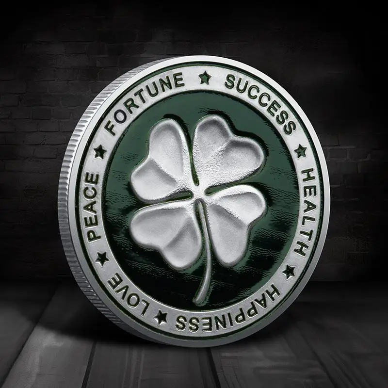 1pc Four Leaf Elephant Collection Commemorative Coin Double Sided Lucky Coin For Happiness Success Health Peace Souvenir Gift
