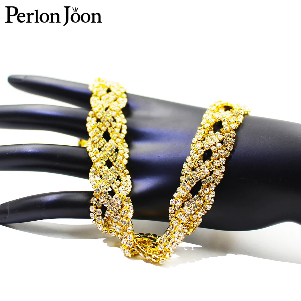 1 Yard Fashion Cross Around Tape Rhinestones Trim Crystal Metal Chain Welding Webbing for dress bag shoes Accessories ML022