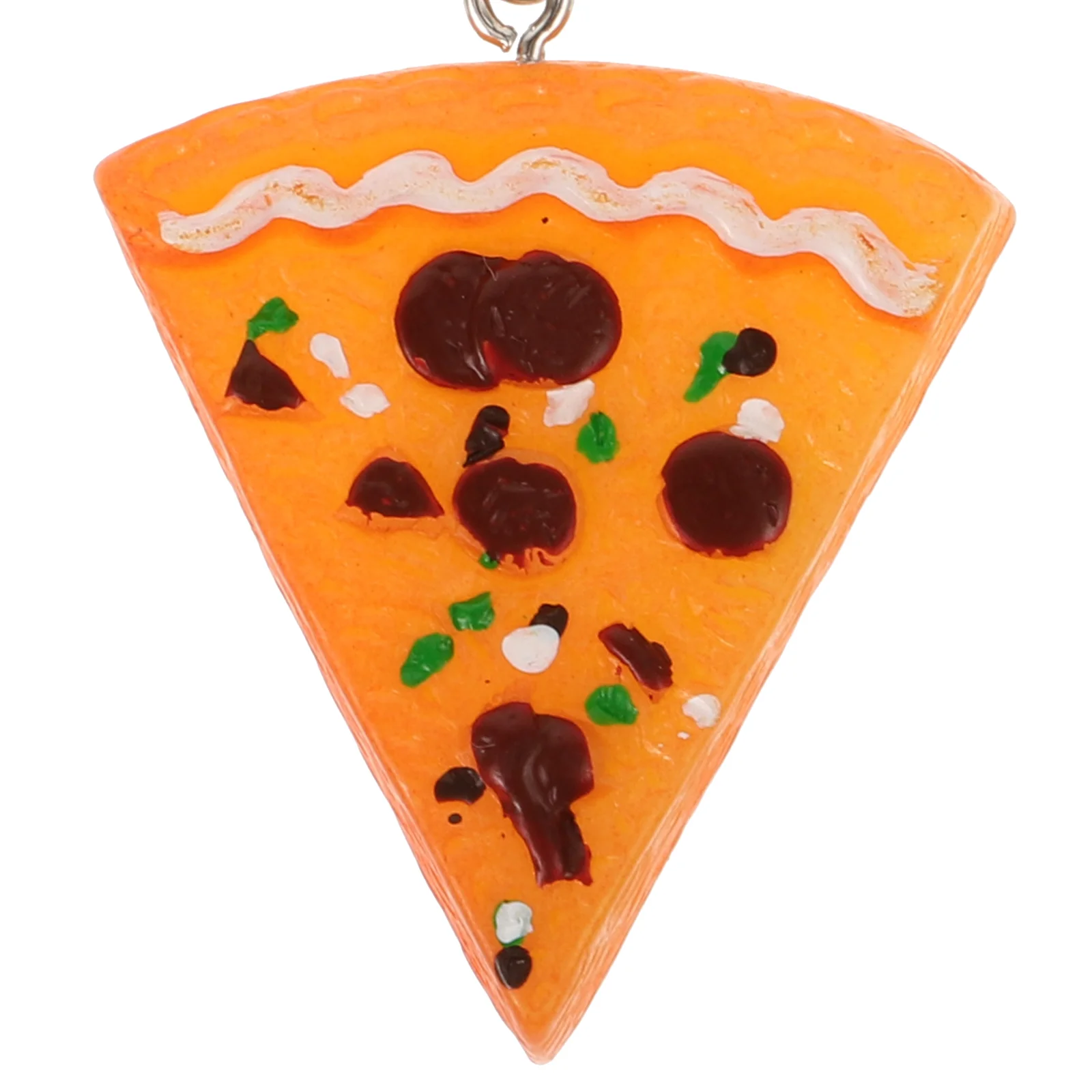 12 Pcs Simulation Food Keyrings Pizza Resin Pendants Bag Key Rings Keychains for Girls Boys (Orange)