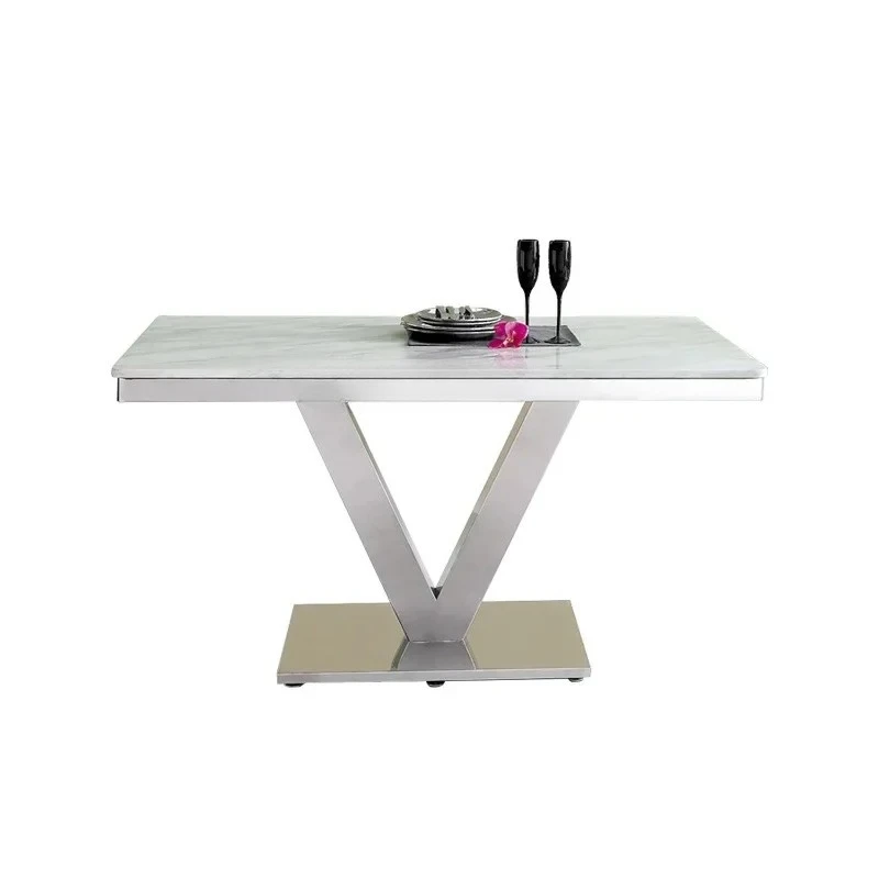 

X0 Light luxury marble dining table Home restaurant High-end French, stainless steel rectangular hotel chair