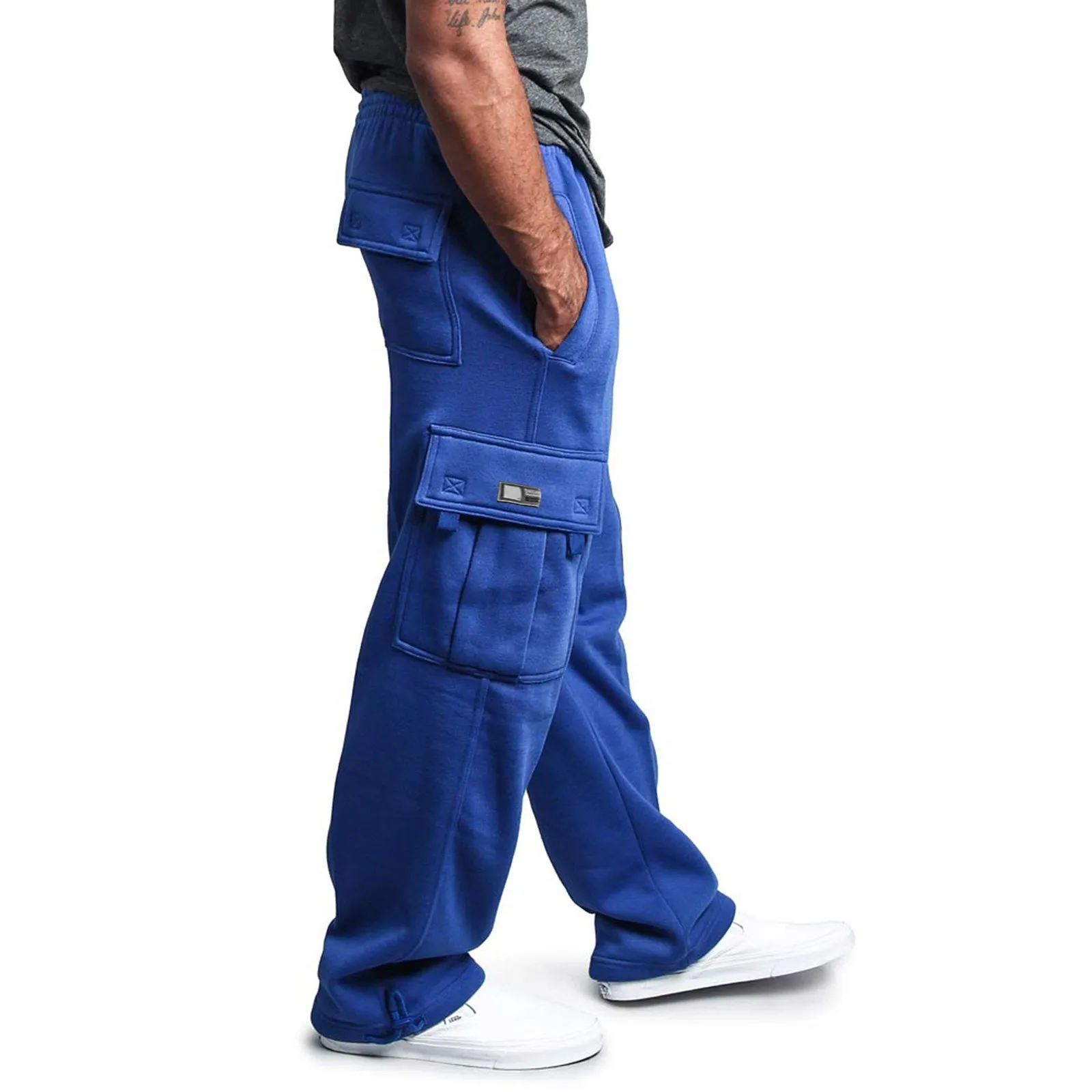 

Men Cargo Pants Casual Wide Leg Pants Spring Summer Trousers Solid Color Trousers Loose Fitness Fashion Sweatpants Streetwear