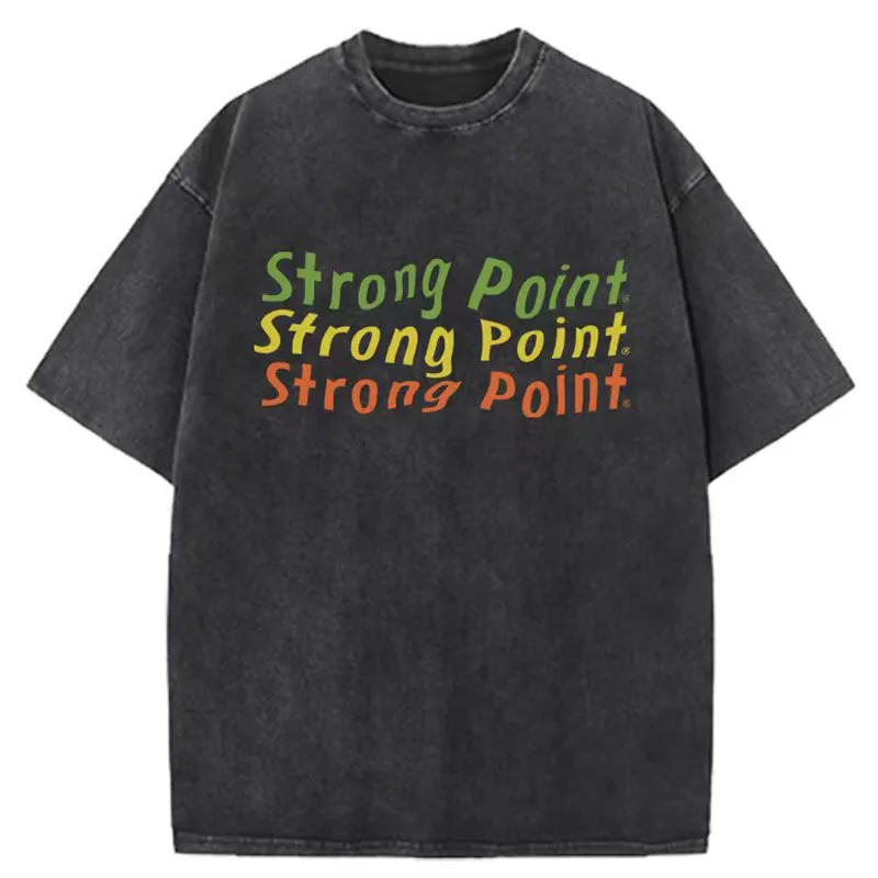 Men's 2026 Summer Washed Vintage Short Sleeve 230g Weight 100% Pure Cotton Loose-Fitting Casual Colorful Letter Pattern T-Shirt