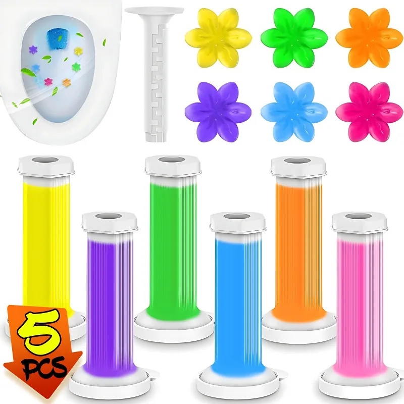 Jeringa de Gel limpiadora de flores para inodoro, drenaje aromático, detergente para limpieza de inodoro, ambientador, elimina los olores, herramientas para el baño y el hogar, 5/1 Uds.