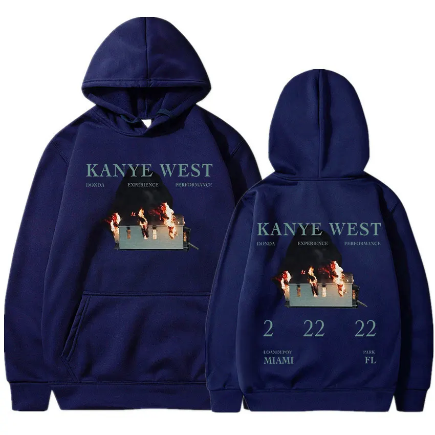 2022 New Hip Hop Hoodie Kanye West 90S Vintage Double Sided Graphics Pullovers Oversize Cotton Sweatshirts Hooded Streetwear Men