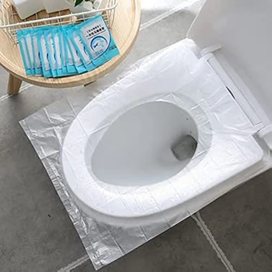 

100 Pack Disposable Plastic Toilet Seat Cover Waterproof and Non Slip Individually Wrapped, for Travel, Toilet Seat Protectors