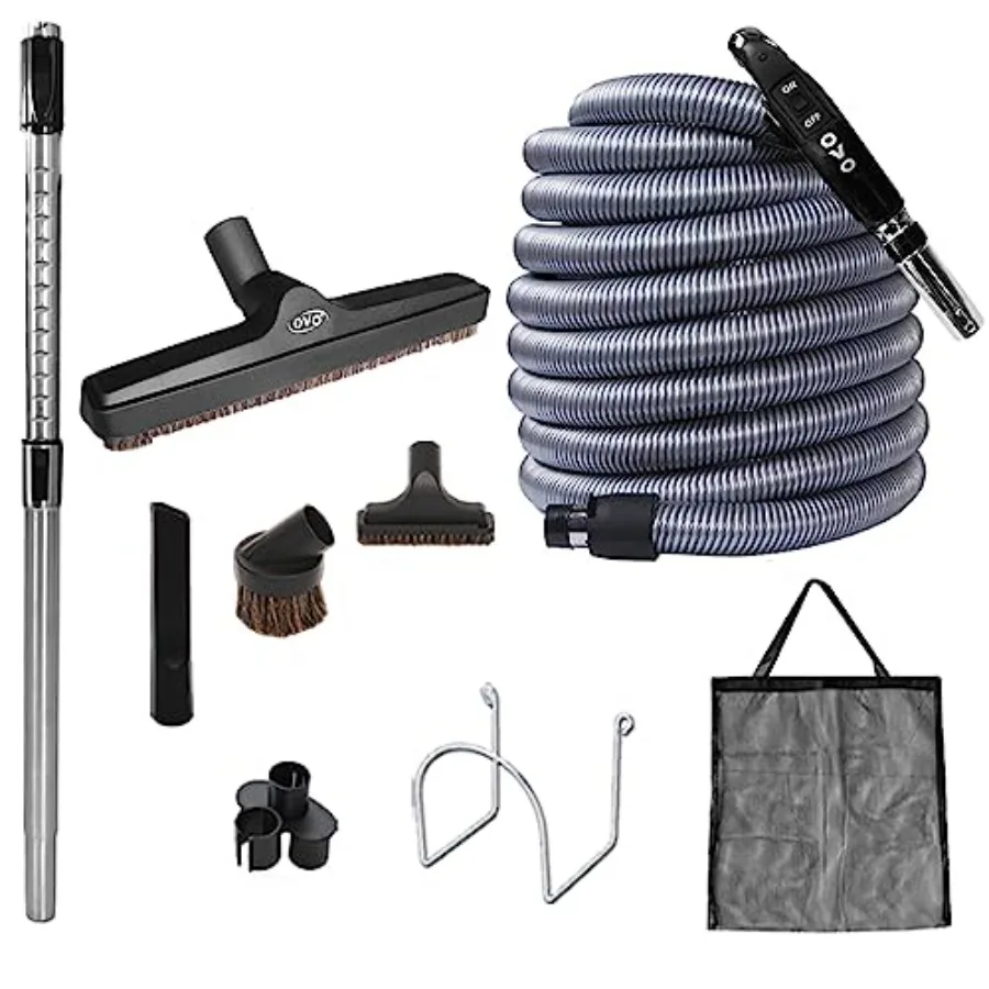 

Central Vacuum Deluxe Accory Kit, 30ft ON/Off Switch Control Low-Voltage Hose, 12'' Premium Floor Brush, Cleaning Tools and Eas
