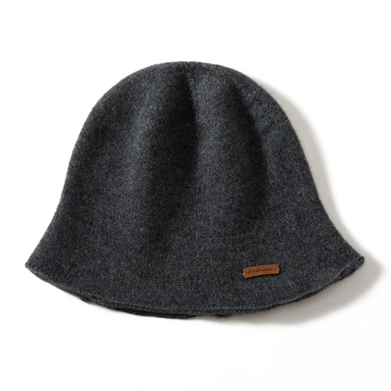 MERRILAMB Neue Kaschmir Eimer Hüte Herbst Winter Hohe Qualität Mode Im Freien Einfarbig Warme Kaschmir Gestrickte Kappe für Frauen – Detail 7