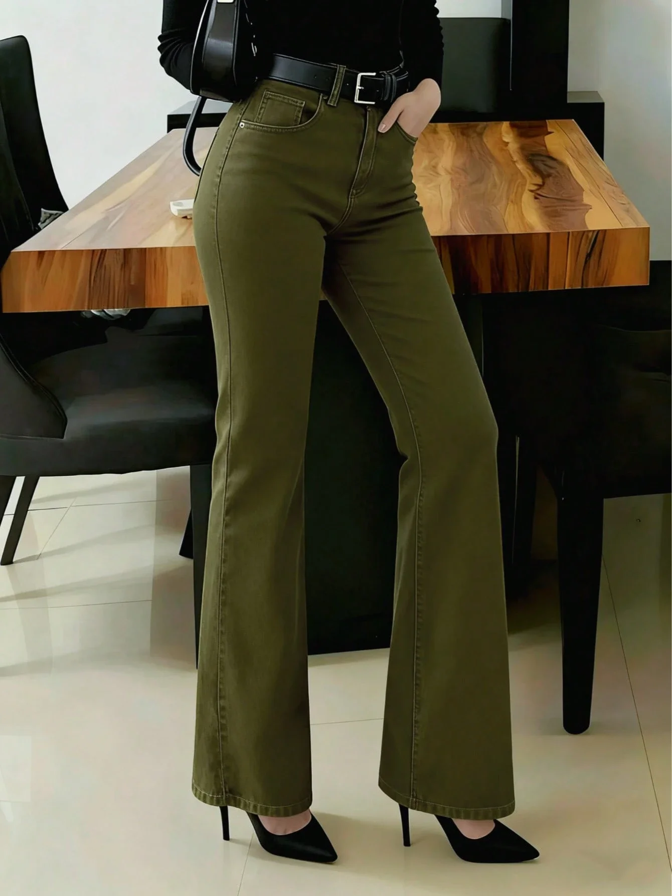 

Women Flared Jeans Loose Fit Casual Street Style Denim Pants Spring