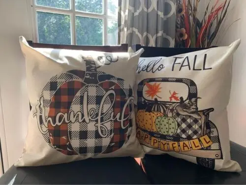 Sindax Happy Fall and Thankful Pillow Covers 18x18 Set of 2 Fall Farmhouse Pillowcases Custom Cushion Cover DIY Customized Throw