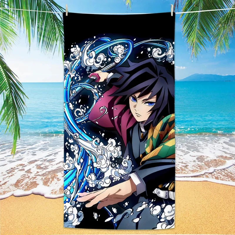 

Creative Demon Slayers Beach Ultra-fine Fiber Double-sided Velvet Beach Towels Versatile Bath Square Towel Beach Towel Gift