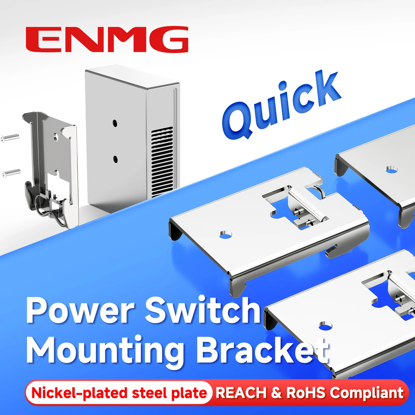 ENMG ABL2K02 35mm DIN Rail Mounting Bracket C45 Rail Fixing Plate Nickel Plated Steel with Stainless Steel Spring Clip