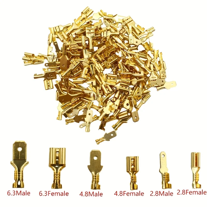 100Pcs/Lot 2.8/4.8/6.3mm Female and Male Crimp Terminal Car Speaker Electric Wire Connectors And Insulating Sheath