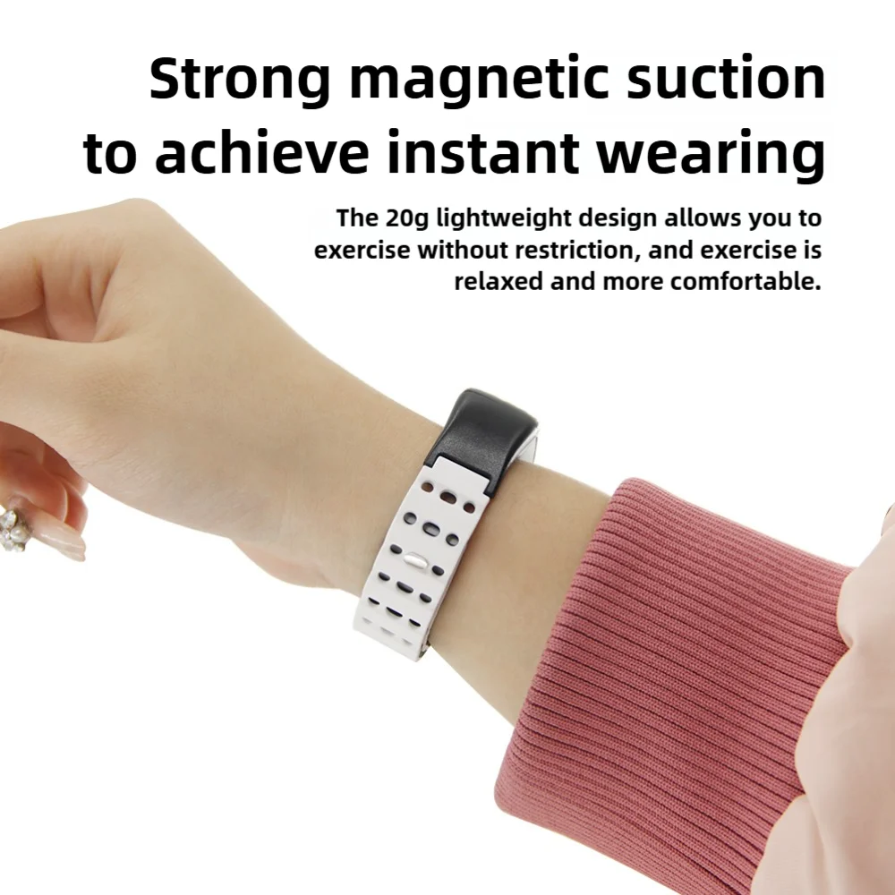 For Lifesense 5S/Hr2/3/5 Air Hole Silicone Magnetic Watch Strap Quick Release Breathable Soft Sport Smartwatch Band Men Women