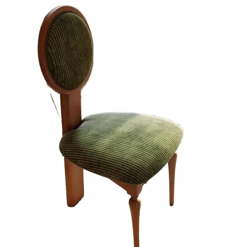 French retro dining chair, restaurant home back chair medieval solid wood soft bag leisure chair American designer light luxury