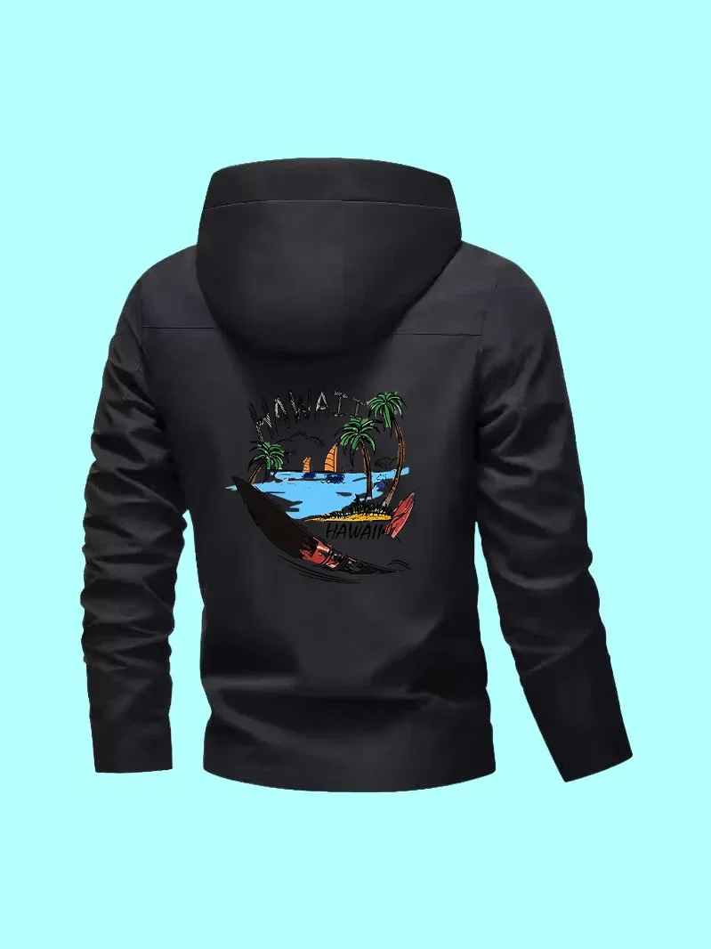 

The slim-fit classic men's jacket has new style, cartoon prints, fits casual outings, travel and comfy daily home use.