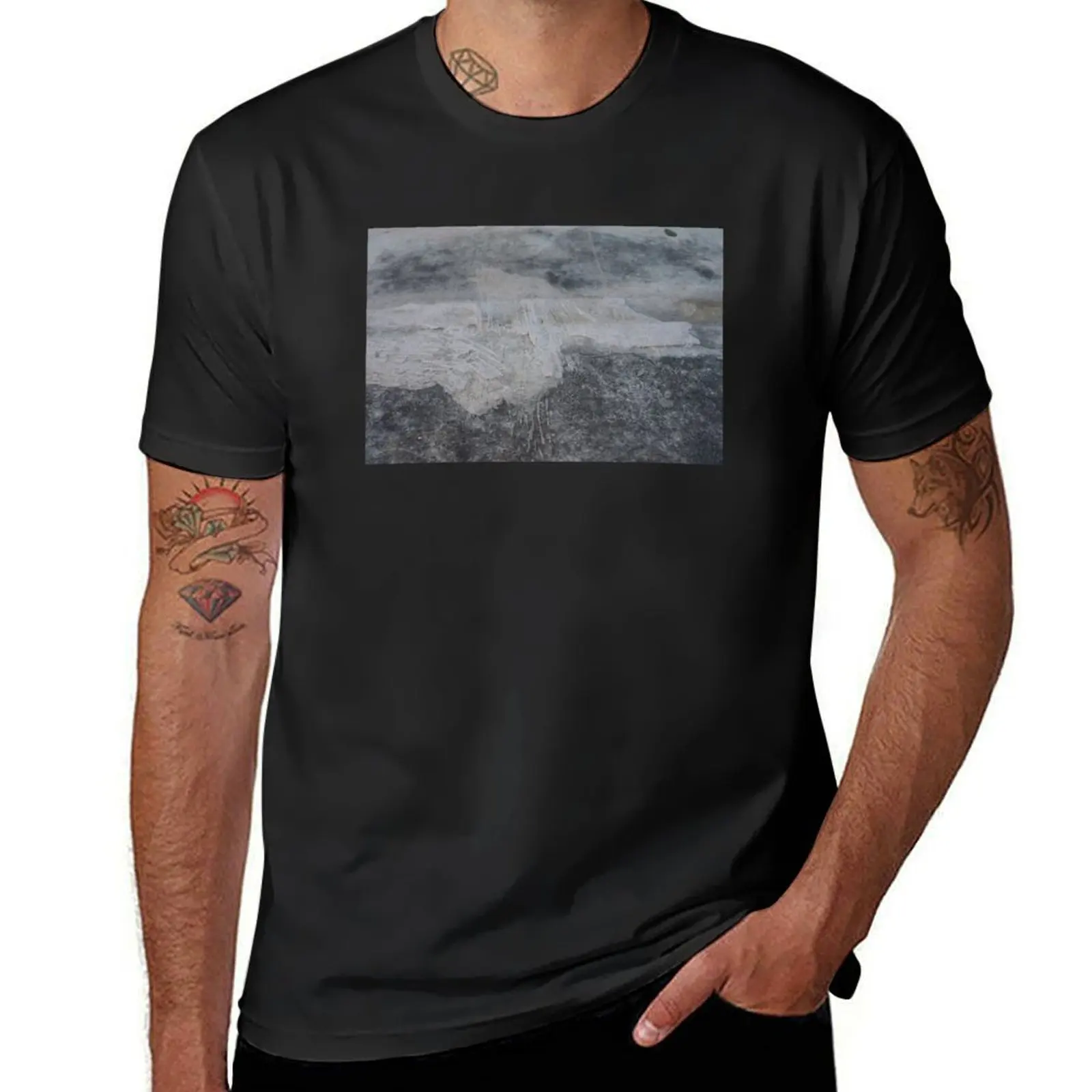 Abstract composition of marble gravestone with cement marks T-Shirt vintage clothes new edition graphics plain men clothings