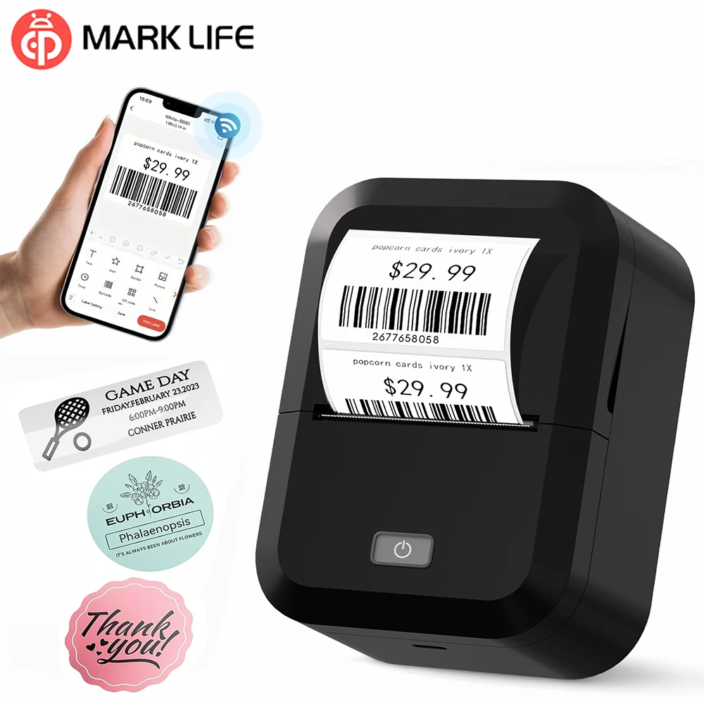 Marklife X2 Mini Portable Thermal Printer Wireless Bluetooth Handheld Printer For Office Home Tags Adhesive Label Maker Machine
