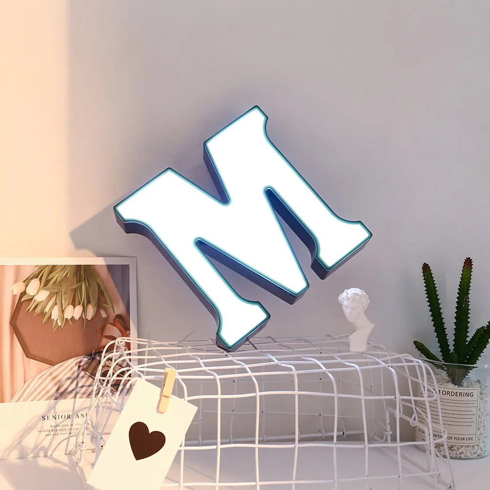 الإبداعية الأبجدية LED رسالة تسجيل م الأبيض النيون مصباح رومانسية الزفاف حفلة عيد ميلاد غرفة نوم ليلة ضوء الأبجدية مصباح #1