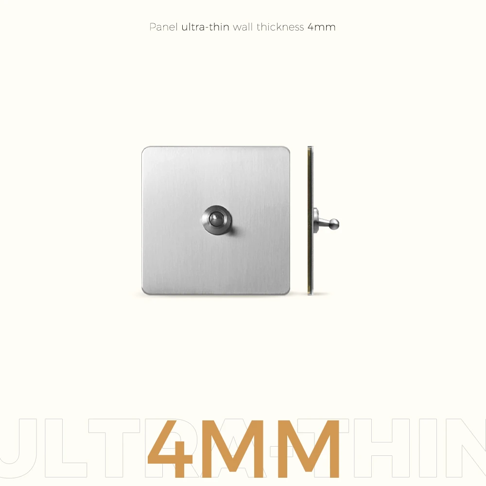 Avoir Brushed Nickel Stainless Steel Panel Switches Wall Lever Switch 1/2/3/4 Gang Toggle Switch UK FR Retro Wall Lamp Switches